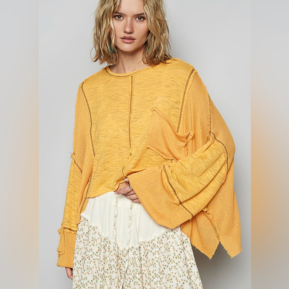 New Pol Oversized High Low Top In Mango Color - Picture 2 of 5